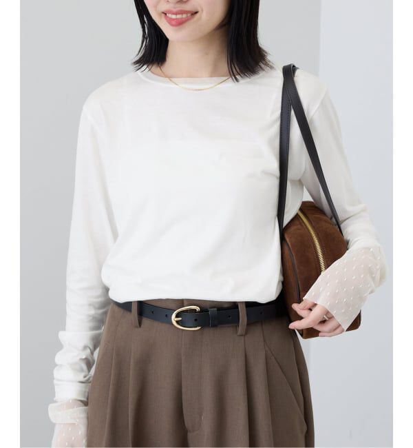 SLOBE IENA「《予約》レイヤードジャガードドットスリーブロンTEE」|Tシャツ・カットソー|