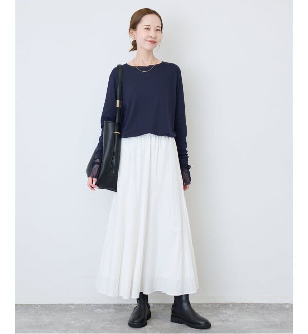 SLOBE IENA「《予約》レイヤードジャガードドットスリーブロンTEE」|Tシャツ・カットソー|