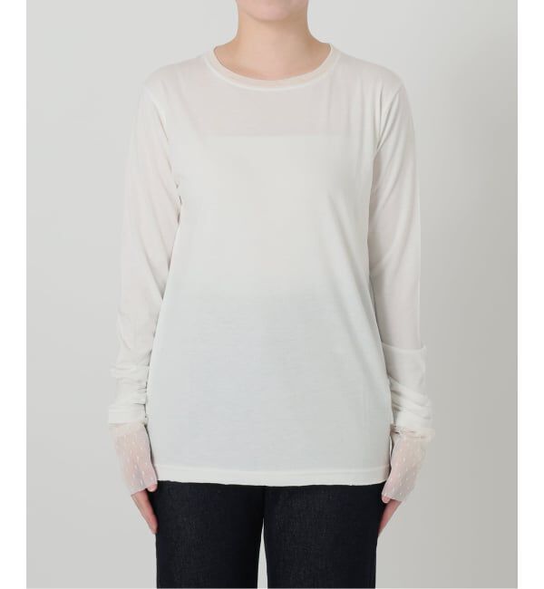 SLOBE IENA「《予約》レイヤードジャガードドットスリーブロンTEE」|Tシャツ・カットソー|