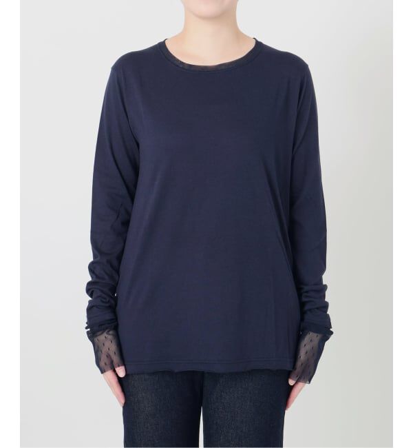 SLOBE IENA「《予約》レイヤードジャガードドットスリーブロンTEE」|Tシャツ・カットソー|