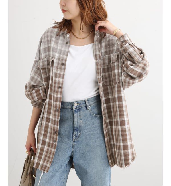 journal standard L'essage「JANE SMITH/ジェーンスミス COTTON FLANNEL OVERSIZED SHIRT シャツ」|シャツ・ブラウス|ブラウン