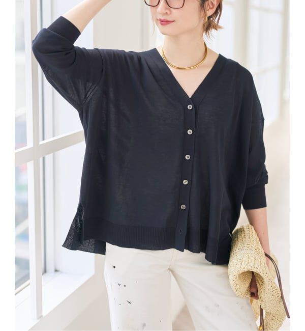 Spick and Span「《接触冷感》ICE FINE Vネックカーディガン」|カーディガン|