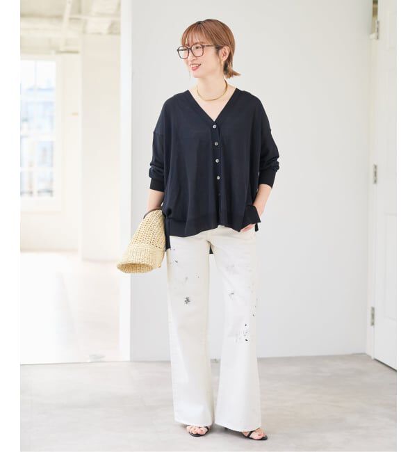 Spick and Span「《接触冷感》ICE FINE Vネックカーディガン」|カーディガン|