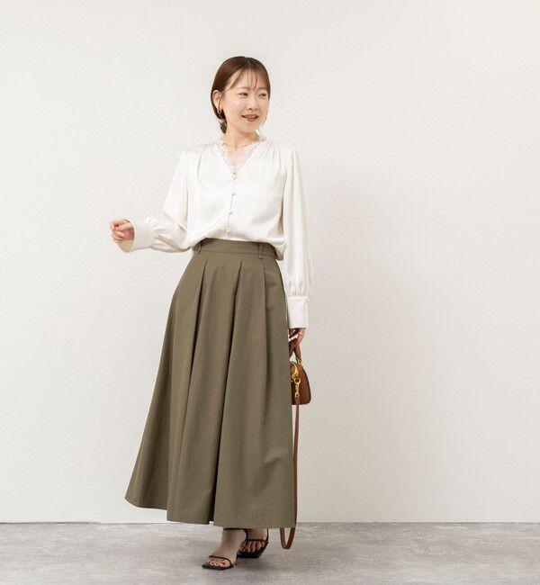 NOLLEY'S sophi「ウォッシャブルレーストリミングVネックブラウス」|シャツ・ブラウス|