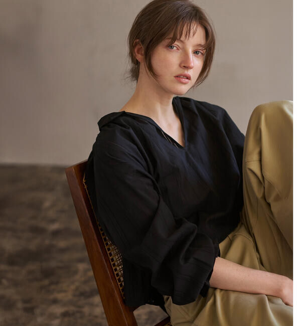  「INDIA INDUSTRY | コットン 長袖スキッパーシャツ WOMEN」|シャツ・ブラウス|