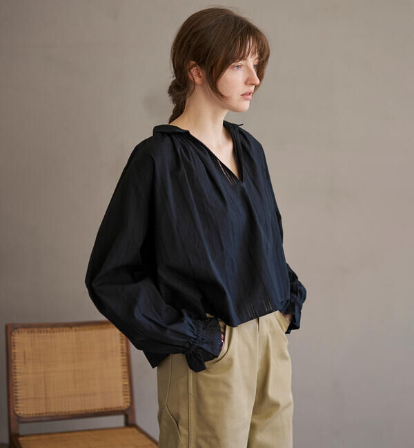  「INDIA INDUSTRY | コットン 長袖スキッパーシャツ WOMEN」|シャツ・ブラウス|