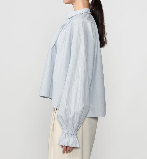  「INDIA INDUSTRY | コットン 長袖スキッパーシャツ STRIPE WOMEN」|シャツ・ブラウス|