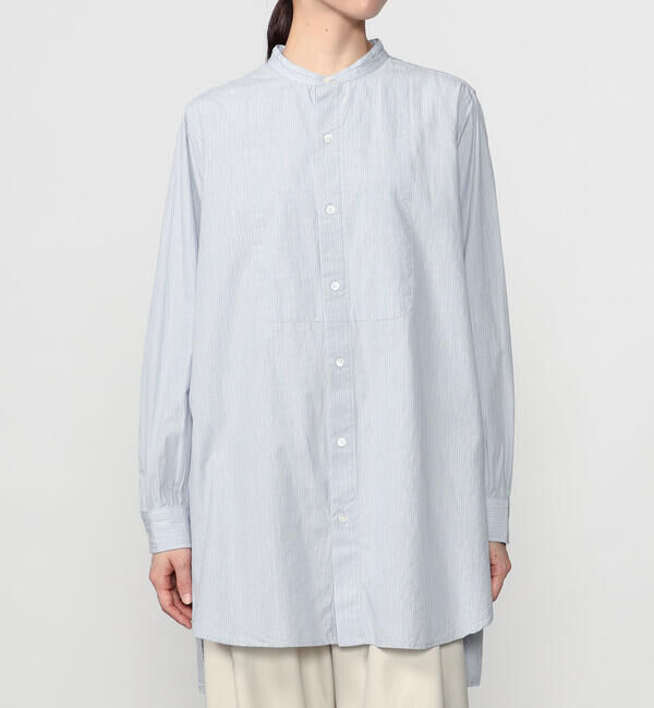  「INDIA INDUSTRY | コットン バンドカラーブザムチュニックシャツ STRIPE WOMEN」|シャツ・ブラウス|