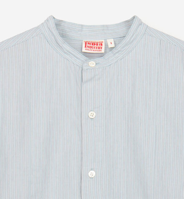  「INDIA INDUSTRY | コットン バンドカラーブザムチュニックシャツ STRIPE WOMEN」|シャツ・ブラウス|