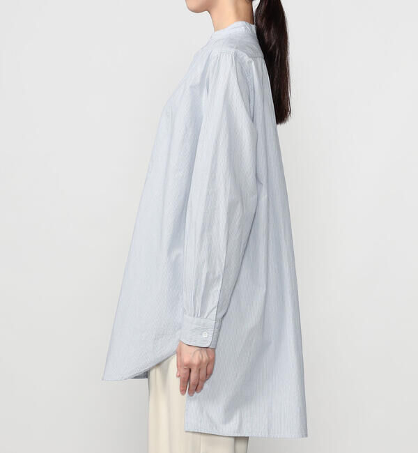  「INDIA INDUSTRY | コットン バンドカラーブザムチュニックシャツ STRIPE WOMEN」|シャツ・ブラウス|