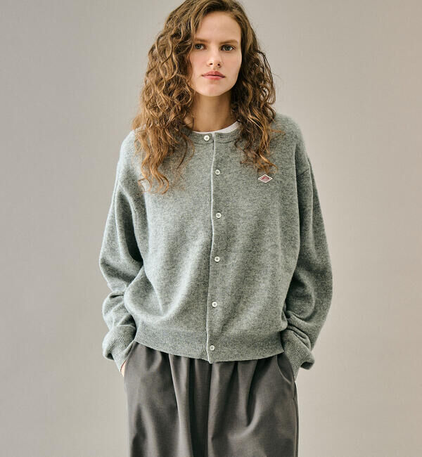 DANTON「DANTON | ラムウール クルーネックカーディガン WOMEN」|ニット・セーター|LTGREY