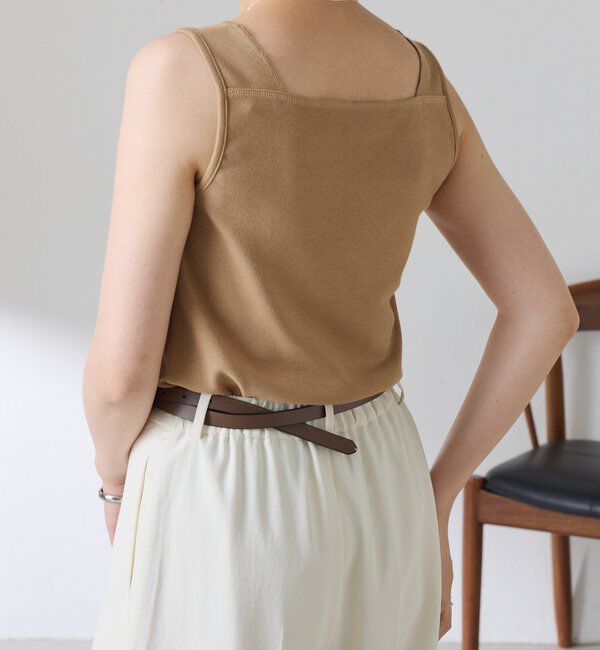  「【万能インナー】 シアー切り替えスクエアタンクトップ」|Tシャツ・カットソー|