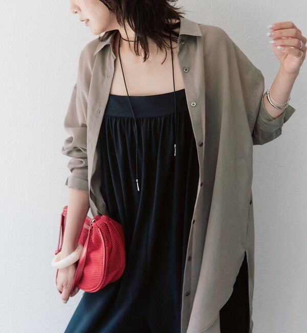 「【接触冷感/2WAY/カシュクールアレンジ可】シアーロングシャツ」|シャツ・ブラウス|