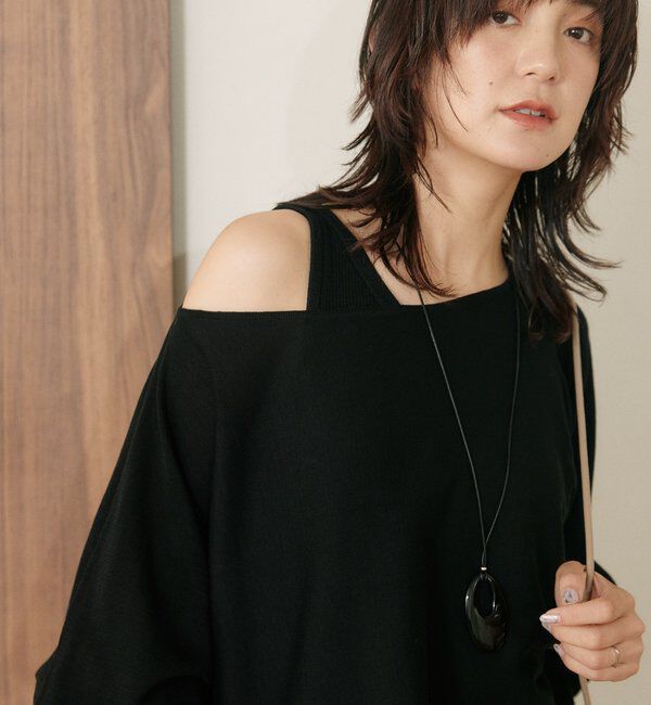  「【A・MONN】【セット着用可】cropped KNIT」|ニット・セーター|ブラック