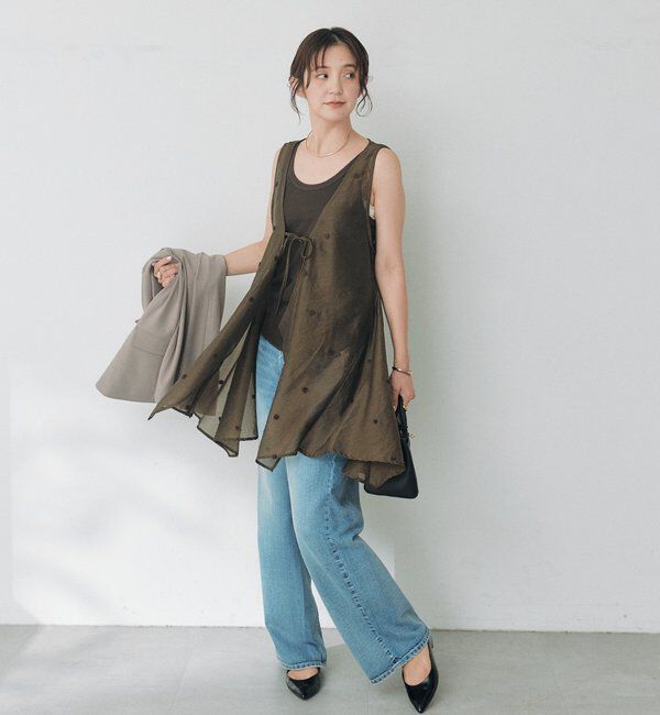  「【WEB限定】ドット刺繍シアーブラウス」|シャツ・ブラウス|