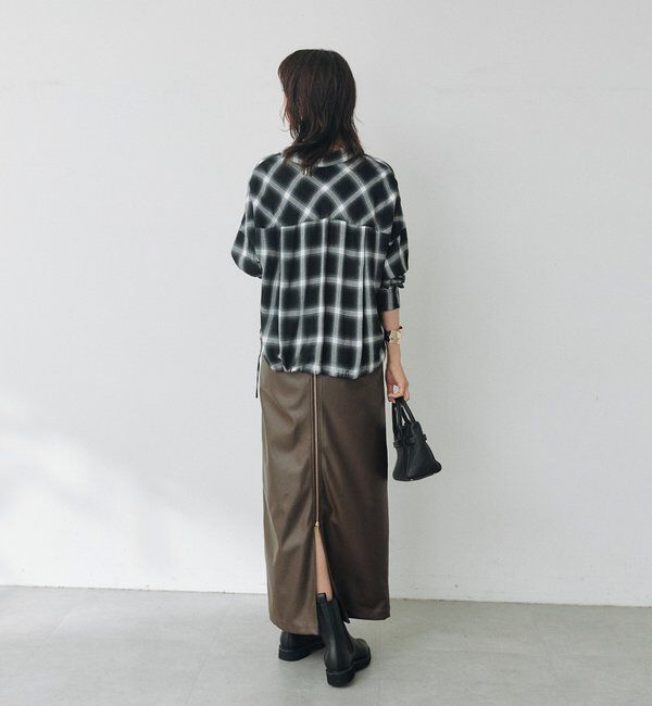  「バックファスナー合皮タイトスカート」|スカート|