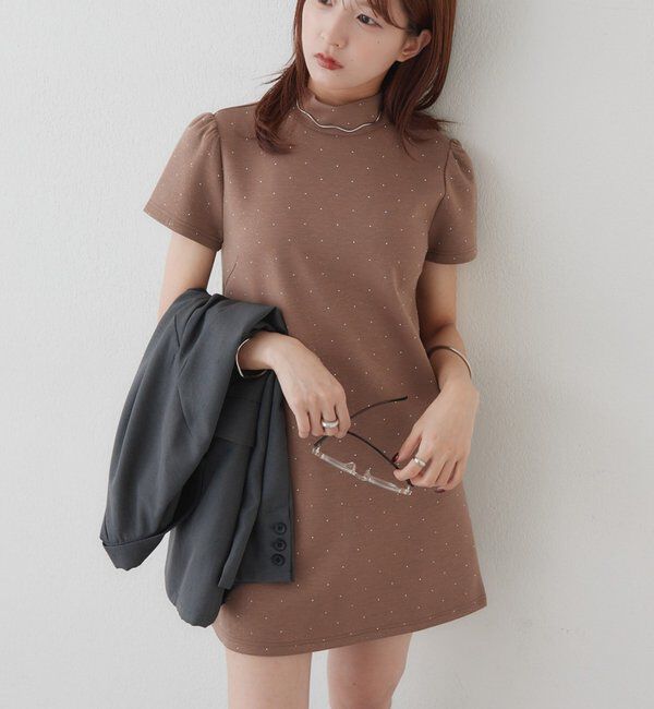  「ラメポンチミニワンピース」|ワンピース|モカ