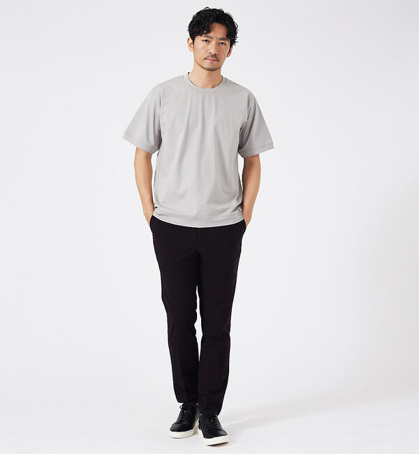 ABAHOUSE「【接触冷感】シルケット天竺ワイドリブ 半袖Tシャツ」|Tシャツ・カットソー|