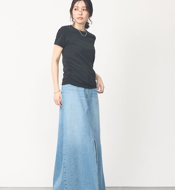 abahouse mavie「【ウエスト細見え】サイドギャザーTシャツ」|Tシャツ・カットソー|