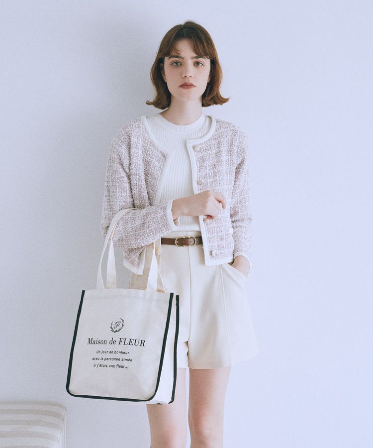 Maison de FLEUR「パイピングスクエアトートバッグ」|トートバッグ|アイボリー