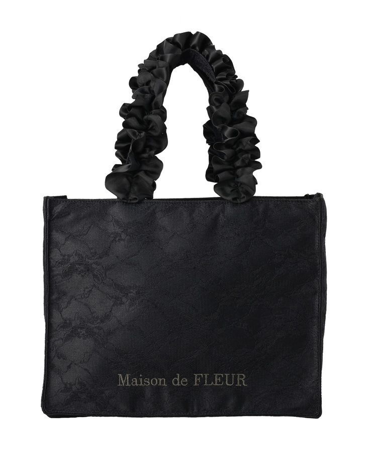 Maison de FLEUR「【Sサイズ】レースフリルハンドルスクエアトートSバッグ」|トートバッグ|
