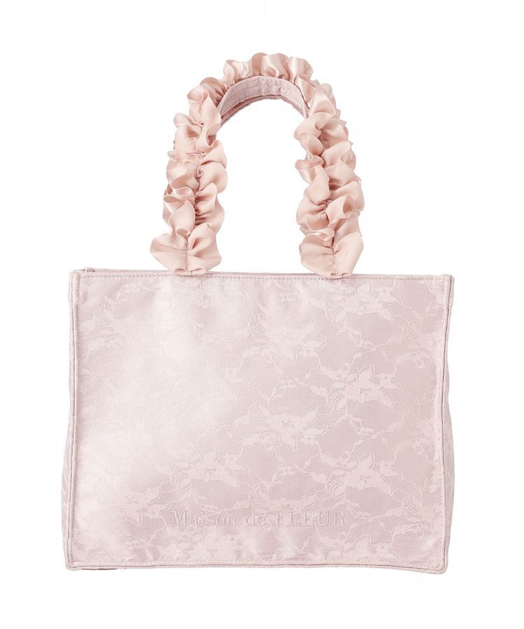 Maison de FLEUR「【Sサイズ】レースフリルハンドルスクエアトートSバッグ」|トートバッグ|