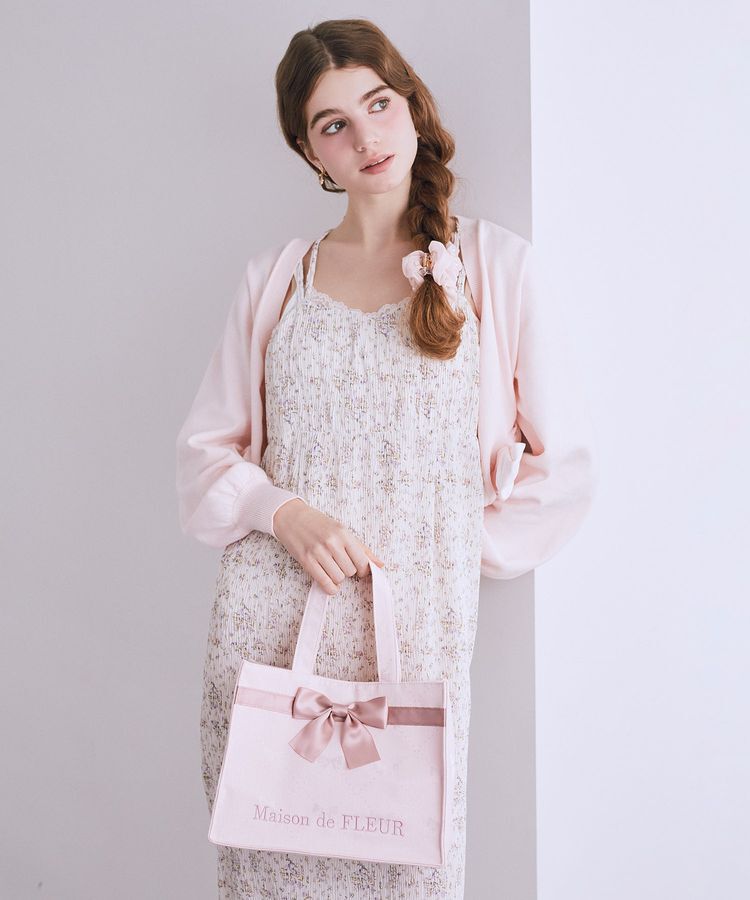 Maison de FLEUR「リボンジャカードスクエアトートバッグ」|トートバッグ|ピンク