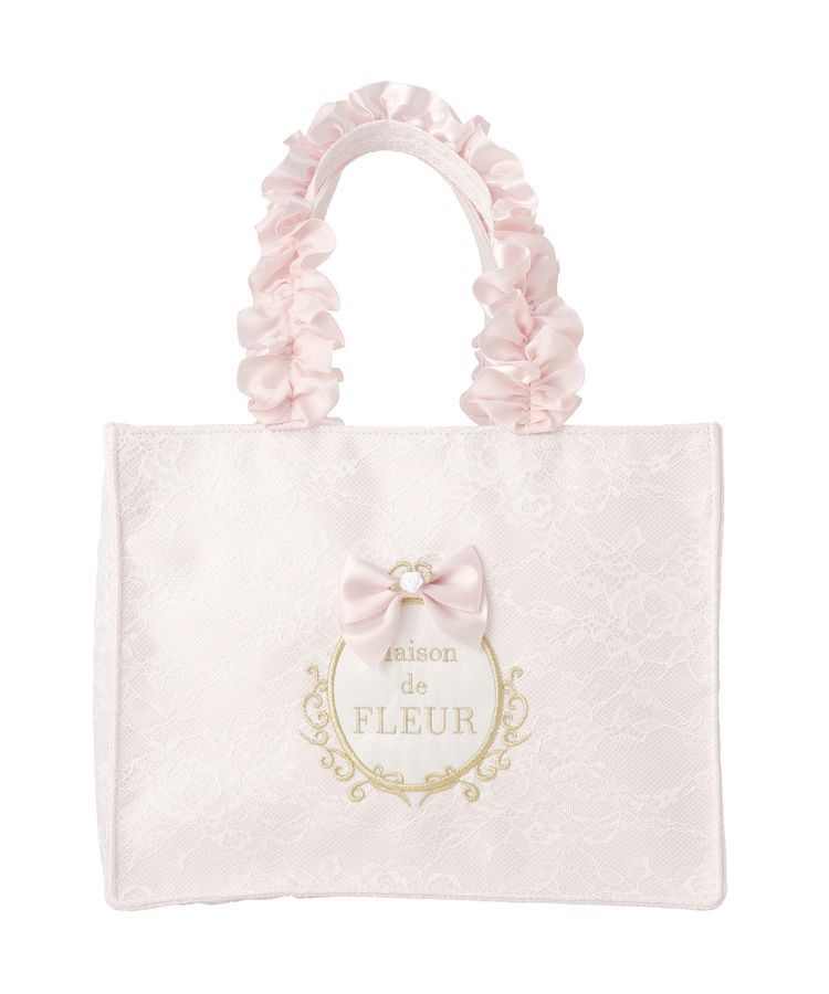 Maison de FLEUR「リボンフレームフリルハンドルトートバッグ」|トートバッグ|