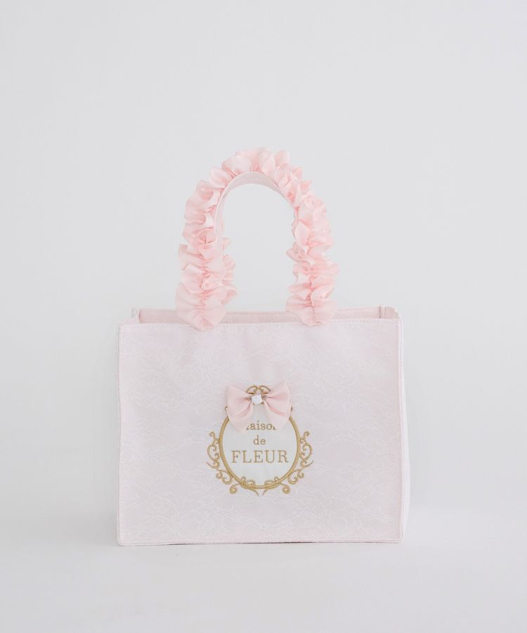 Maison de FLEUR「リボンフレームフリルハンドルトートバッグ」|トートバッグ|
