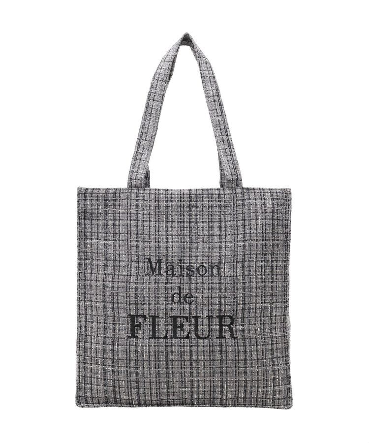Maison de FLEUR「【A4対応】ブランドロゴ刺繍ツイードスクエアトート」|トートバッグ|