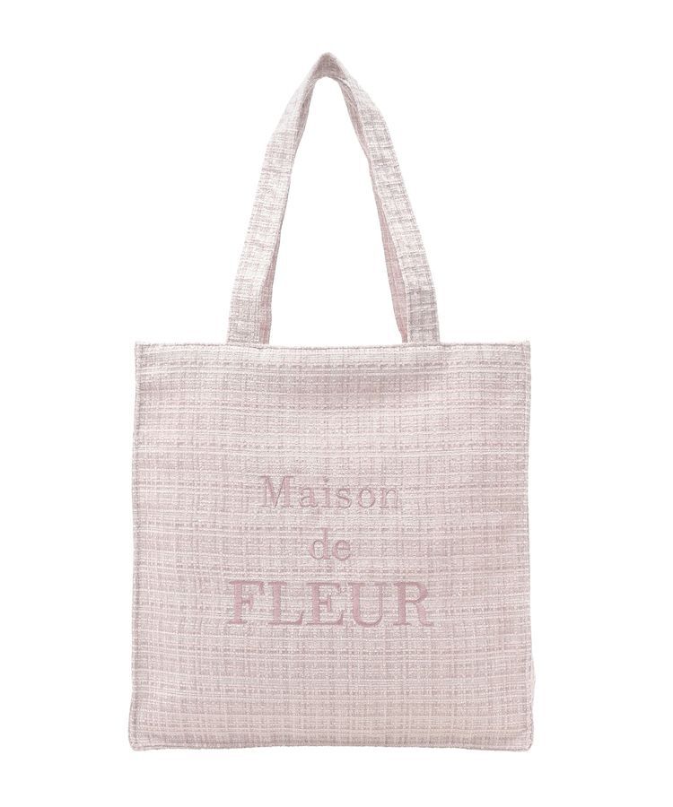 Maison de FLEUR「【A4対応】ブランドロゴ刺繍ツイードスクエアトート」|トートバッグ|