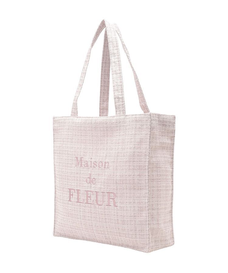 Maison de FLEUR「【A4対応】ブランドロゴ刺繍ツイードスクエアトート」|トートバッグ|