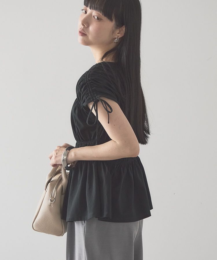 AMERICAN HOLIC「【接触冷感】シャーリングショルダーリボンプルオーバー」|Tシャツ・カットソー|