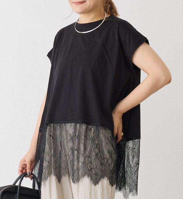  「レースヘムシルケットTシャツ」|Tシャツ・カットソー|