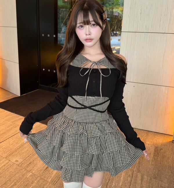  「アンサンブルティアードミニワンピース」|ワンピース|