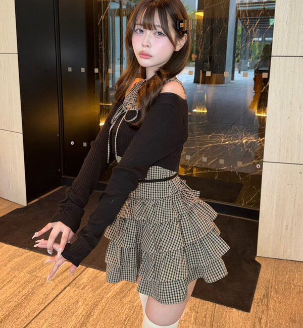  「アンサンブルティアードミニワンピース」|ワンピース|