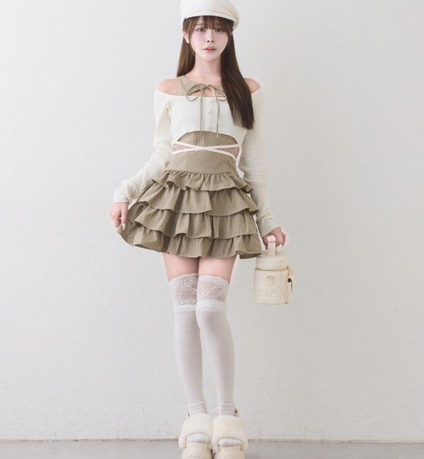  「アンサンブルティアードミニワンピース」|ワンピース|