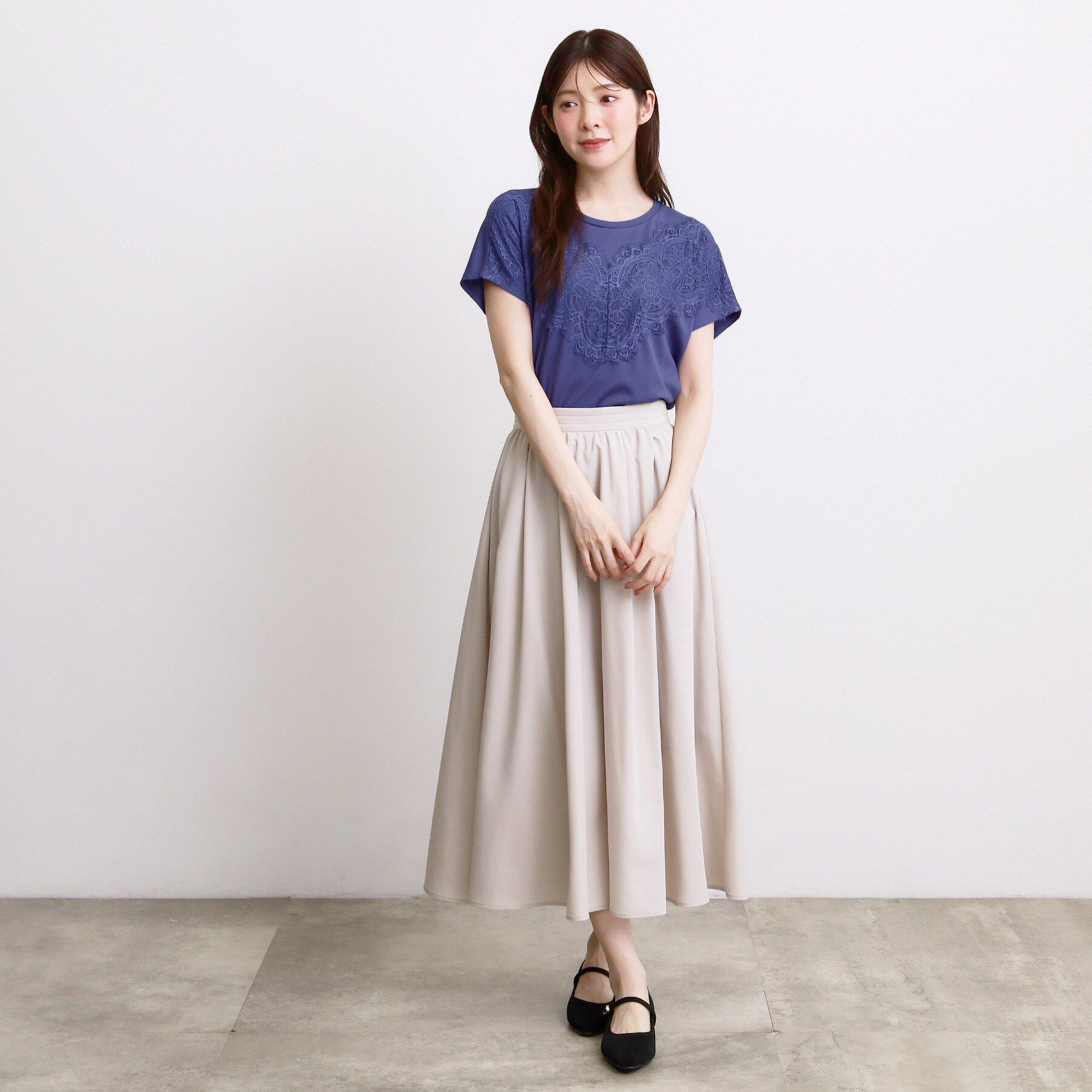 grove「【持続冷感/SET UP可】ひんやりポンチシリーズ／フロントレースドルマンカットソー」|Tシャツ・カットソー|