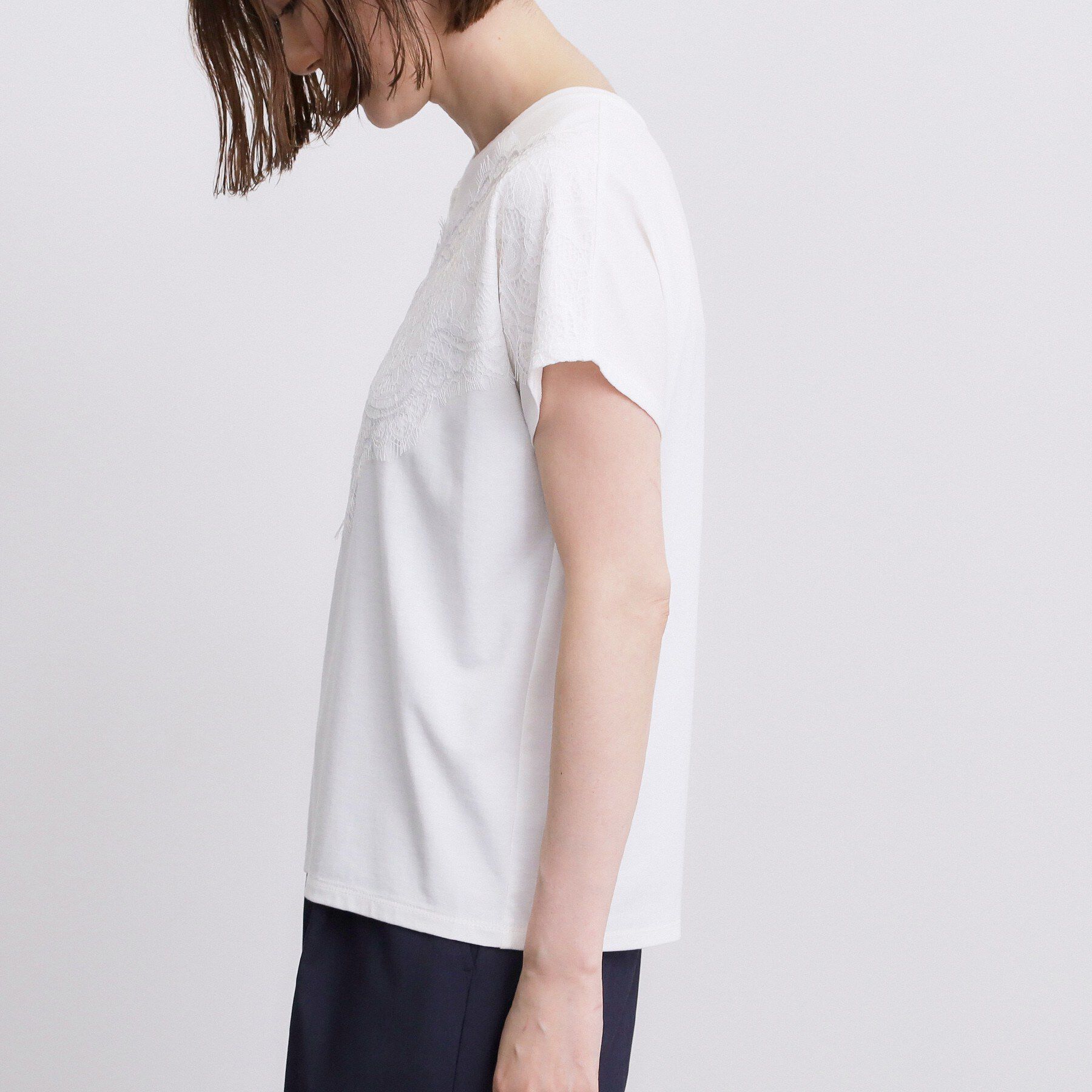 grove「【持続冷感/SET UP可】ひんやりポンチシリーズ／フロントレースドルマンカットソー」|Tシャツ・カットソー|