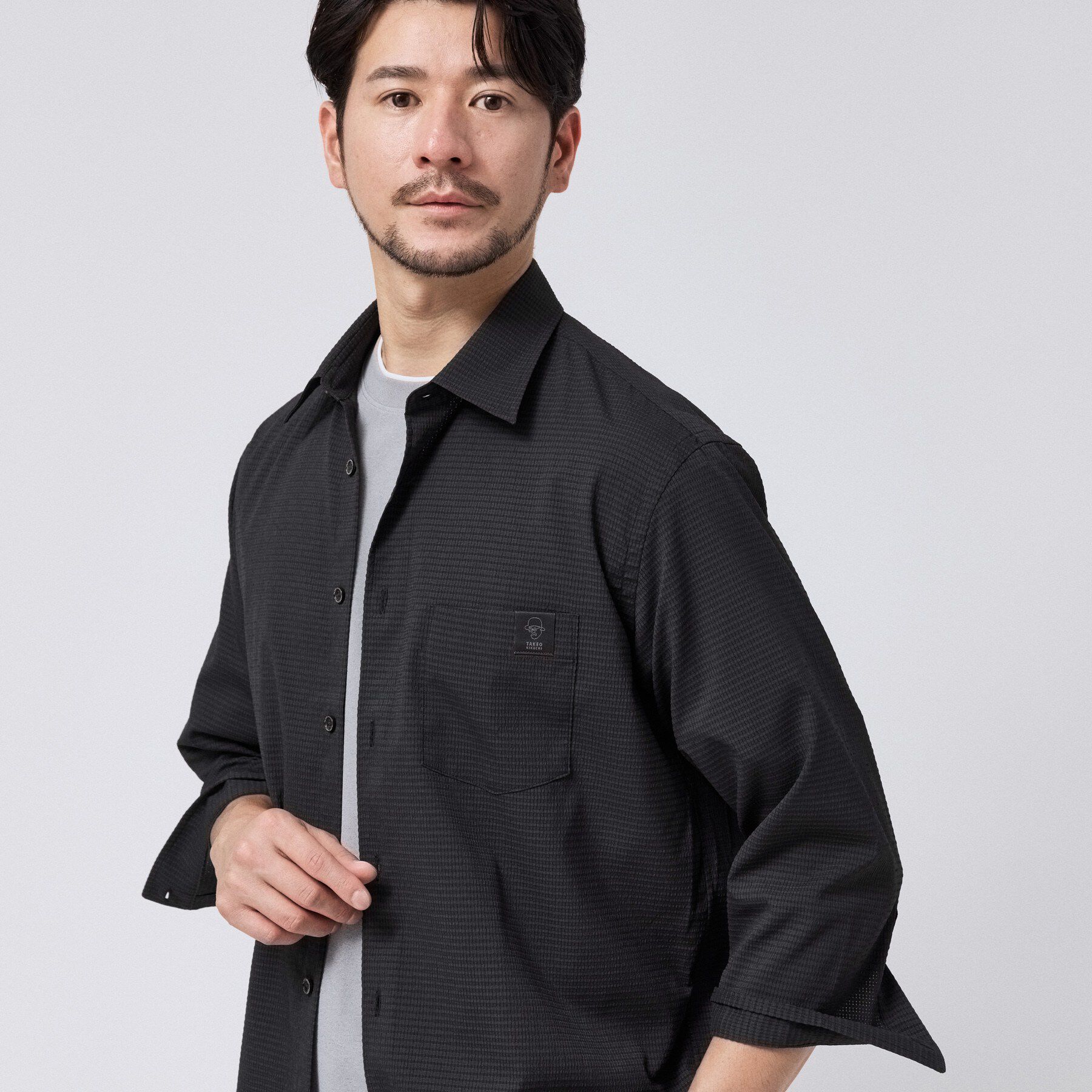 TAKEO KIKUCHI「【日本製】DotAir（R）サッカー7分袖シャツ」|シャツ・ブラウス|