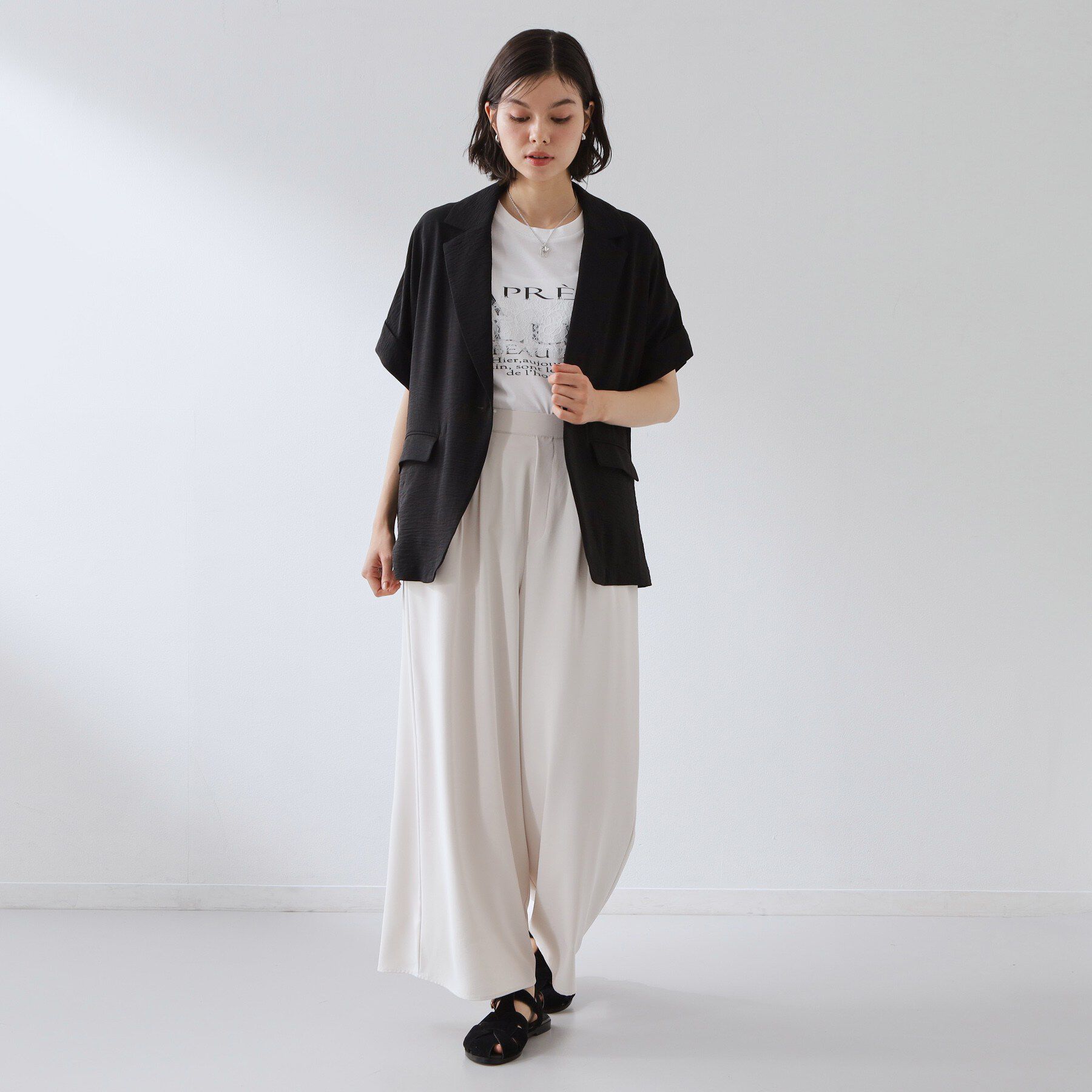 THE SHOP TK「【ひんやり/吸水速乾/UV/防しわ】ON/OFFどちらにも 軽やか半袖ジャケット」|テーラードジャケット|