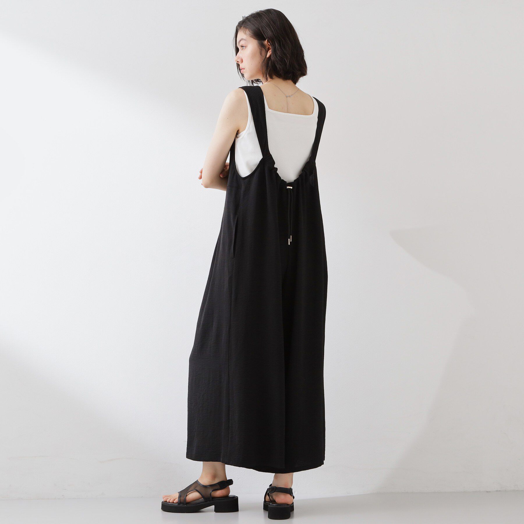 THE SHOP TK「【ひんやり/防しわ】サロペットパンツ」|オールインワン|