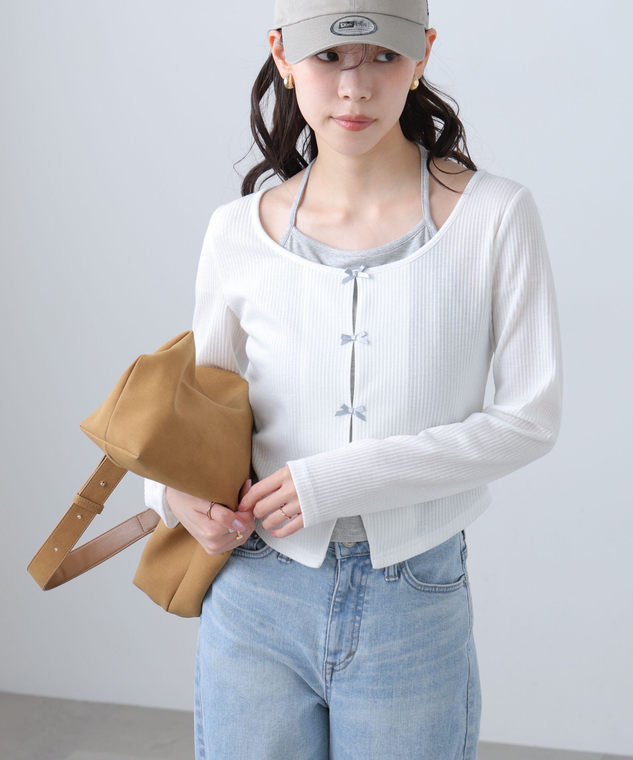  「レイヤード風リブリボンカットソー」|Tシャツ・カットソー|オフ