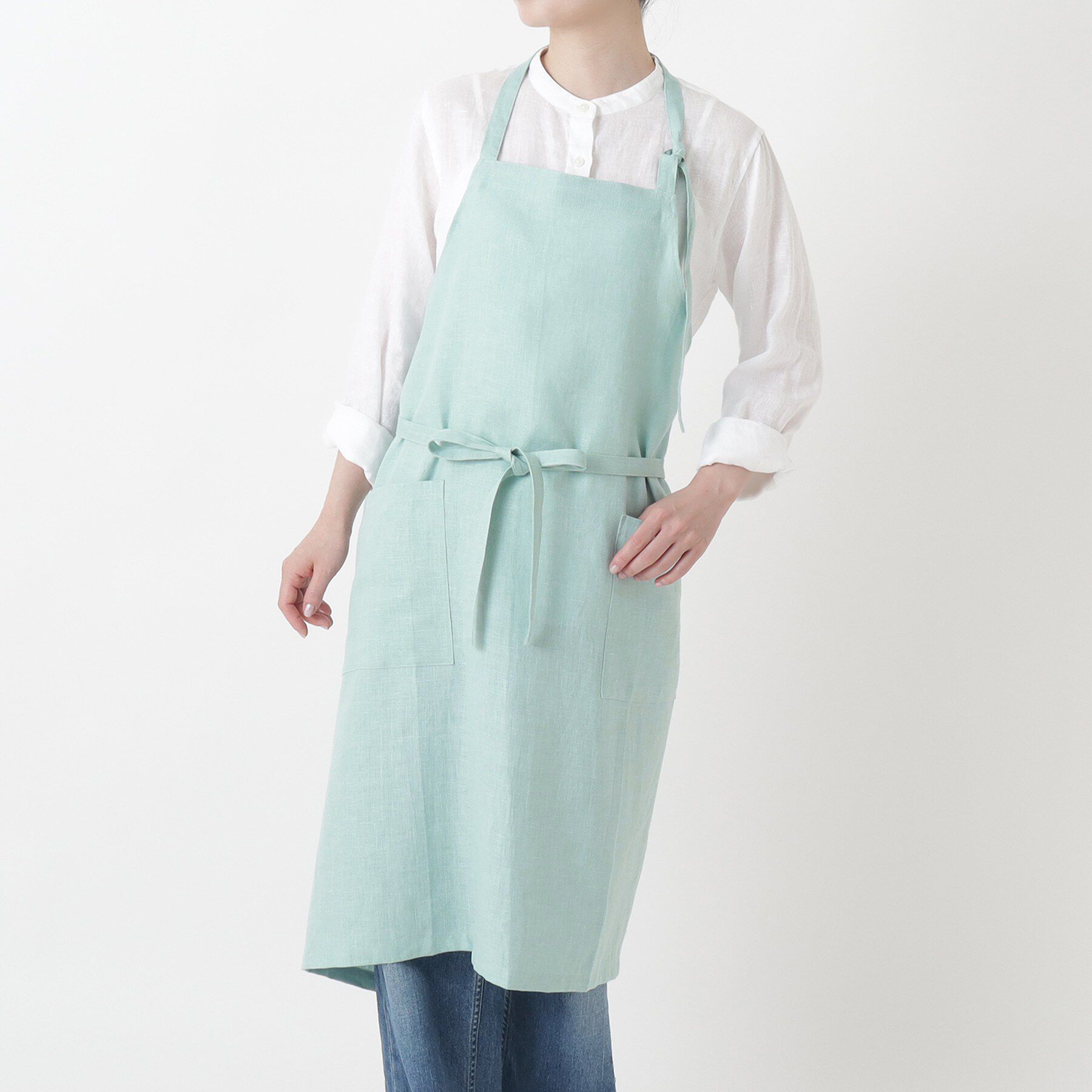 212 KITCHEN STORE「リネンのネックエプロン フリー ミント ＜LINEN&BASIC リネンアンドベーシック＞」|食器・キッチングッズ|その他
