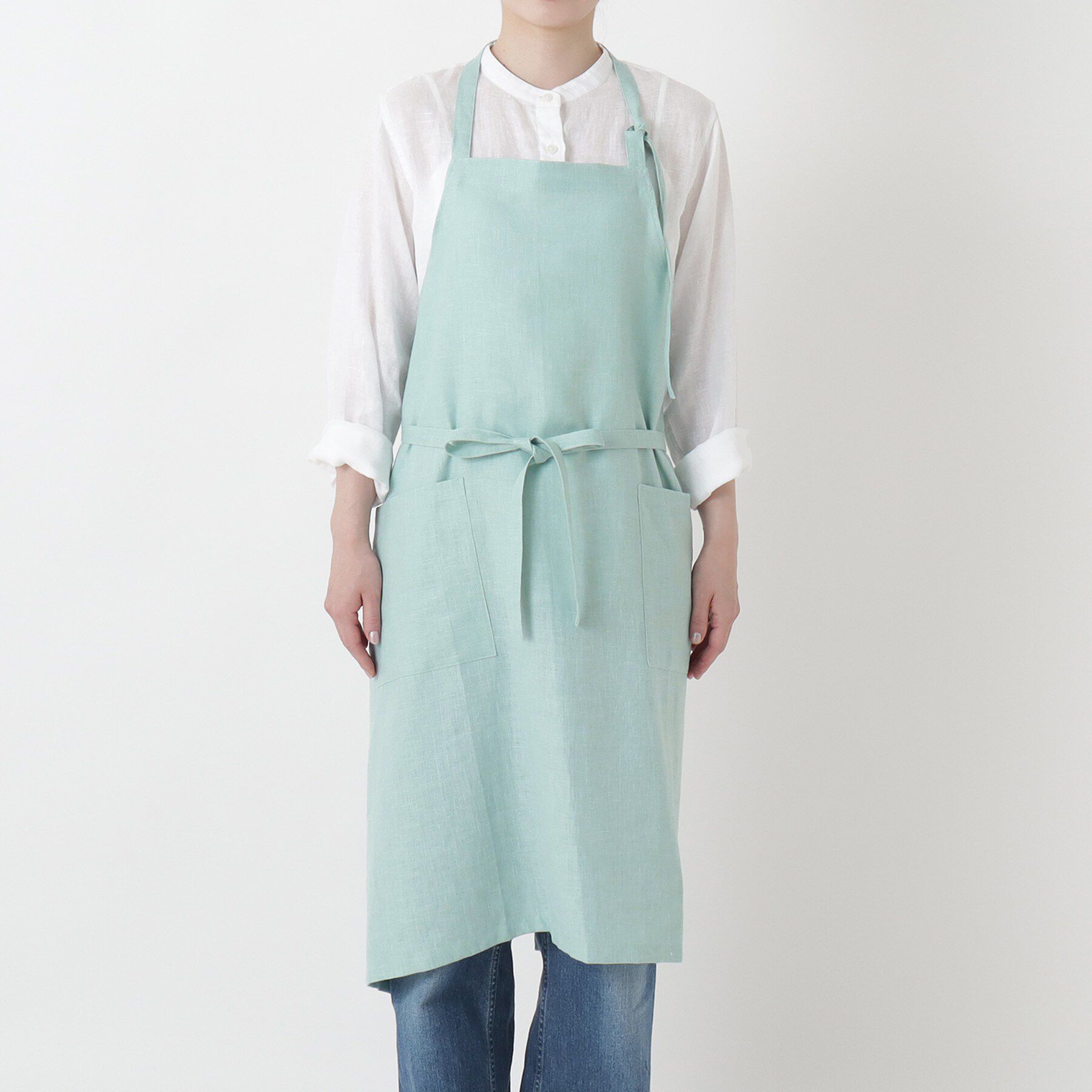 212 KITCHEN STORE「リネンのネックエプロン フリー ミント ＜LINEN&BASIC リネンアンドベーシック＞」|食器・キッチングッズ|