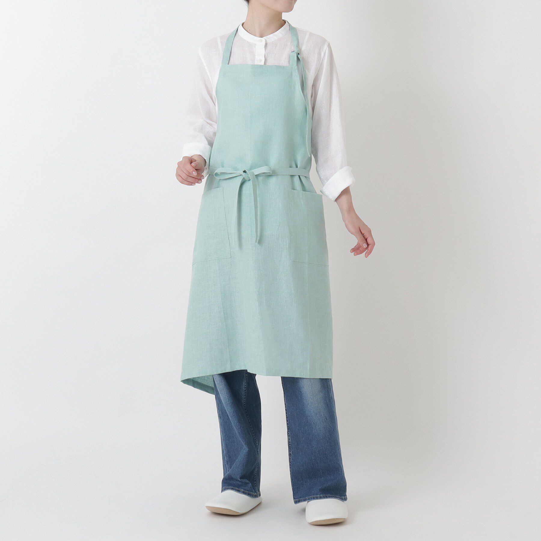 212 KITCHEN STORE「リネンのネックエプロン フリー ミント ＜LINEN&BASIC リネンアンドベーシック＞」|食器・キッチングッズ|