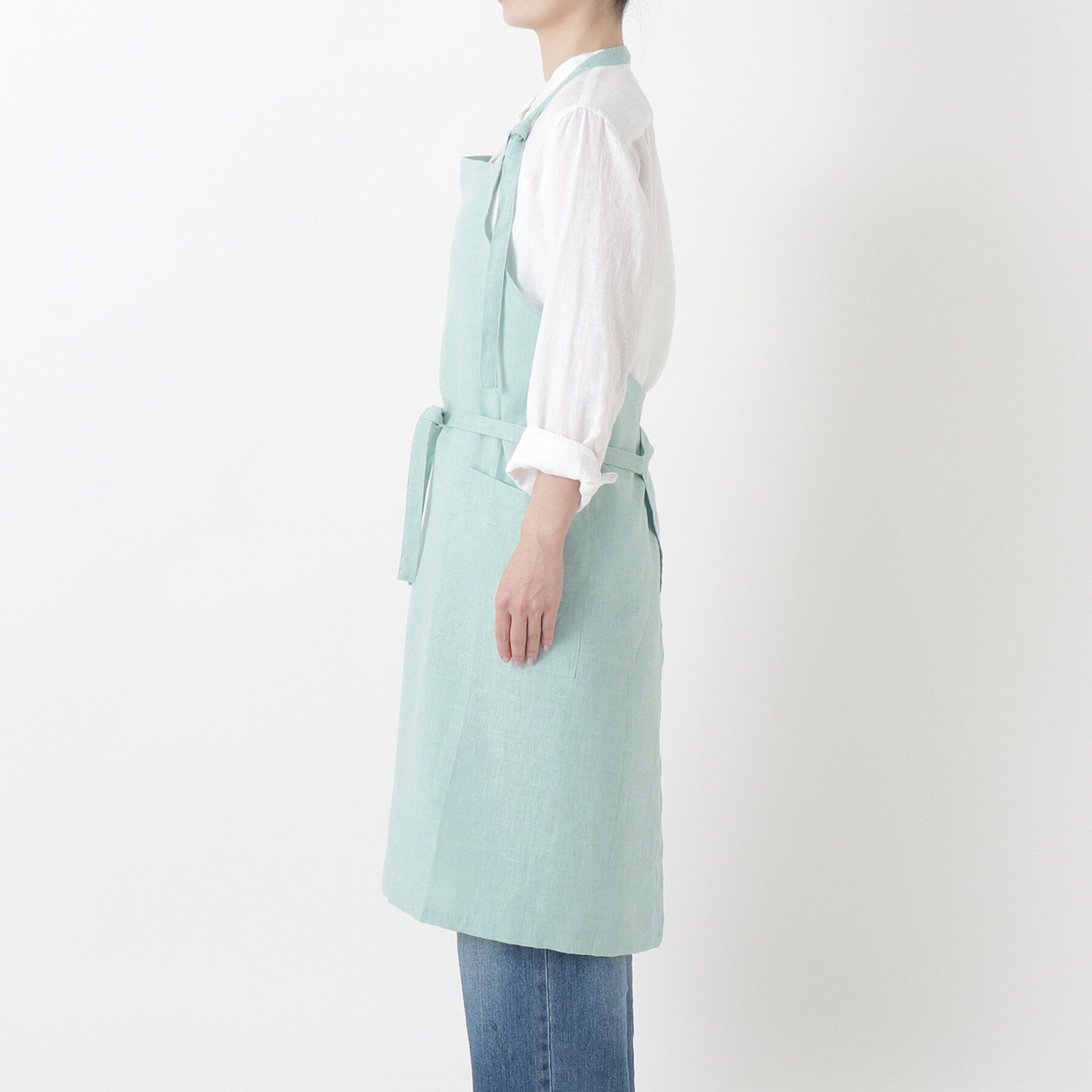 212 KITCHEN STORE「リネンのネックエプロン フリー ミント ＜LINEN&BASIC リネンアンドベーシック＞」|食器・キッチングッズ|
