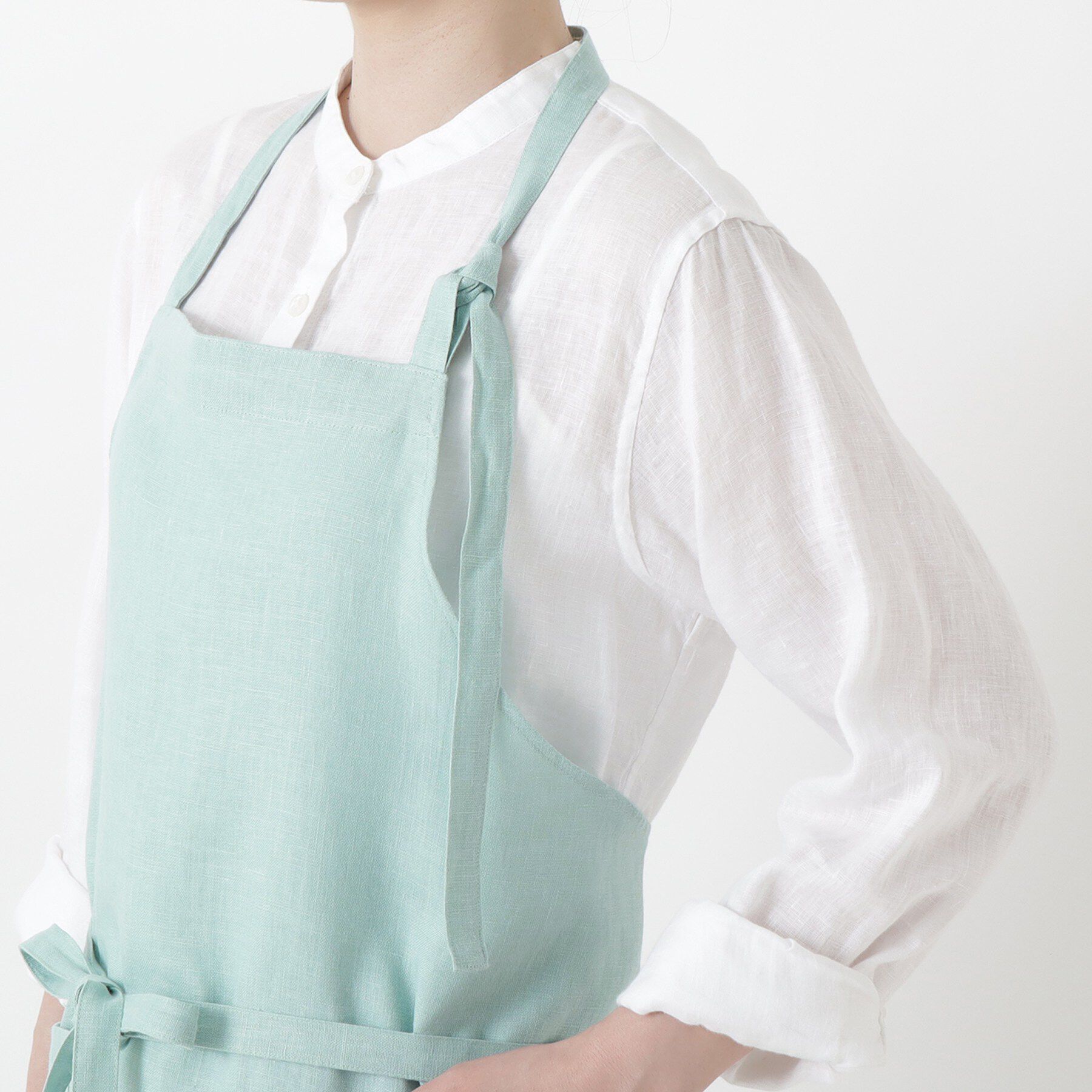 212 KITCHEN STORE「リネンのネックエプロン フリー ミント ＜LINEN&BASIC リネンアンドベーシック＞」|食器・キッチングッズ|