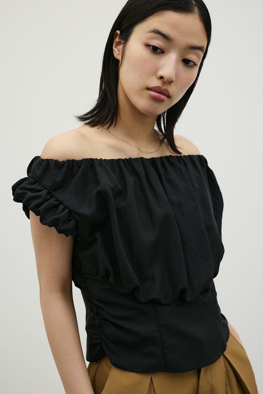 STYLEMIXER「オフショルギャザーコルセットトップ」|その他|BLK