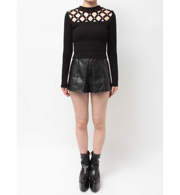 GYDA「latticeカット bijouトップス」|Tシャツ・カットソー|